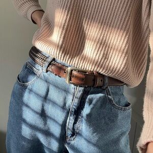 Vintage Brown Woven Leather Belt